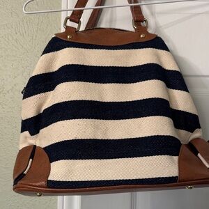 Striped Navy and Tan Women's Bag